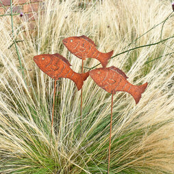 3 Fish Silhouette Stake Garden Ornaments