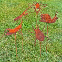 5 Metal Insect Garden Stake Ornaments