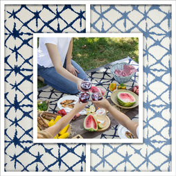 idooka Blue & White Triangles Outdoor Rug Camping Floor Mat Picnic Blanket 120 x 180cm