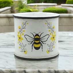 Cement Pot With Bee Print