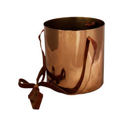 Copper Hanging Planter with Leather Strap D13Cm