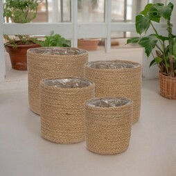 Jute Braided Rope Planter Basket - Lined
