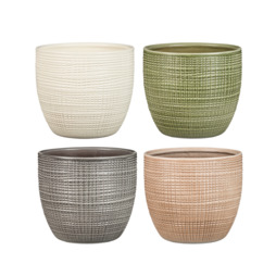 Textured Ceramic Planter - Green / Terracotta / Grey / Cream - Indoor Plant Pot