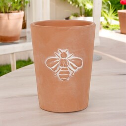 Terracotta Bee Motif Plant Pot (H11 cm)