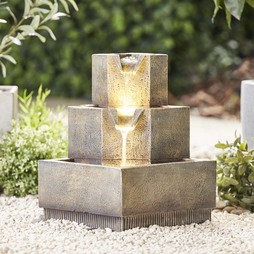 Three-Tier Squared Bowl Cascading Water Feature
