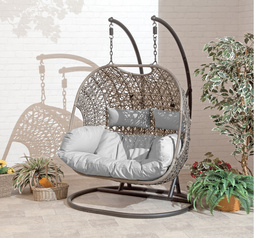 Brampton Luxury Rattan Wicker Outdoor Hanging Cocoon Egg Swing Chair Double