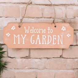 Terracotta Welcome to My Garden Sign W18.5 cm