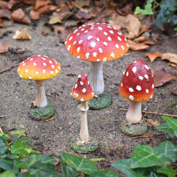 4 Garden Mushroom Red Cap Toadstool Ornaments Fairy Garden Decoration