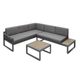 Positano 5 seat outdoor aluminium sofa set with coffee table - Left