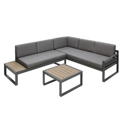 Positano 5 seat outdoor aluminium sofa set with coffee table - Right