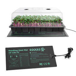 XL Heated Propagator with Seed Tray Box & Full Spectrum LED Grow Light | Professional Indoor Greenhouse Seedling Germination Kit 58x37x29cm H
