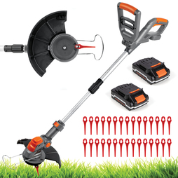 Terratek Cordless Grass Strimmer 18V Electric Lawn Trimmer Edger | 2 Batteries, 30 Blades & Charger Included