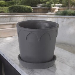Terracotta Pot and Saucer - Black