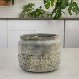 Aztec Cement Jar Planter
