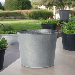 Round Grey Zinc Planter (23cm)