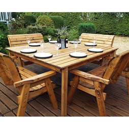 8 Seater Square Table Set with 4 x Benches