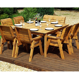 8 Seater Square Table Set with 6 x Chairs and 1 x Bench