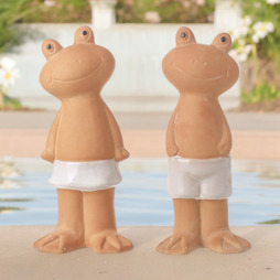 Pair of Terracotta Standing Frogs