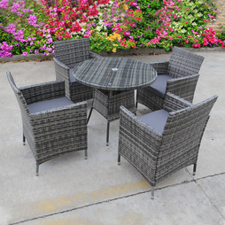 RATTAN WICKER GARDEN OUTDOOR BISTRO 4 TABLE AND CHAIRS FURNITURE PATIO SET GREY