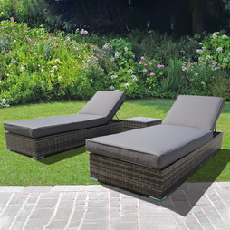 SUN LOUNGER BED RATTAN WICKER GARDEN OUTDOOR TABLE AND CHAIRS FURNITURE PATIO