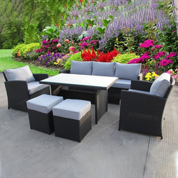 BLACK RATTAN WICKER GARDEN OUTDOOR CUBE TABLE AND CHAIRS FURNITURE PATIO DINING SET