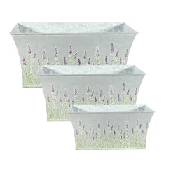 Rectangle Lavender Print Zinc Planter